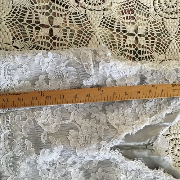 Bridal MOB Dress Silver Satin White Lace V-neck Dress Size 10 Medium - Picture 12 of 16